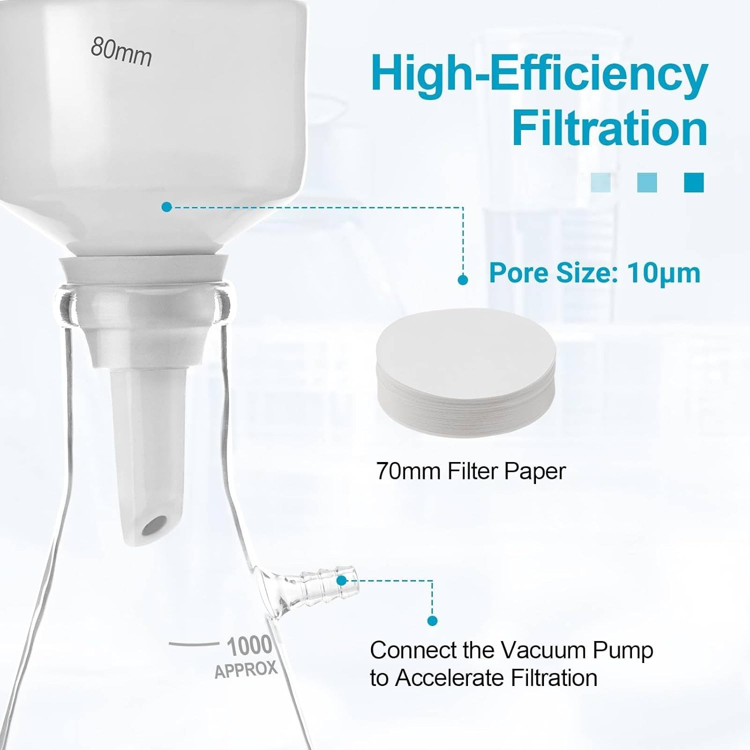 Lab Vacuum Pump + 1000mL Lab Buchner Funnel Filtering vacuum filter flask set