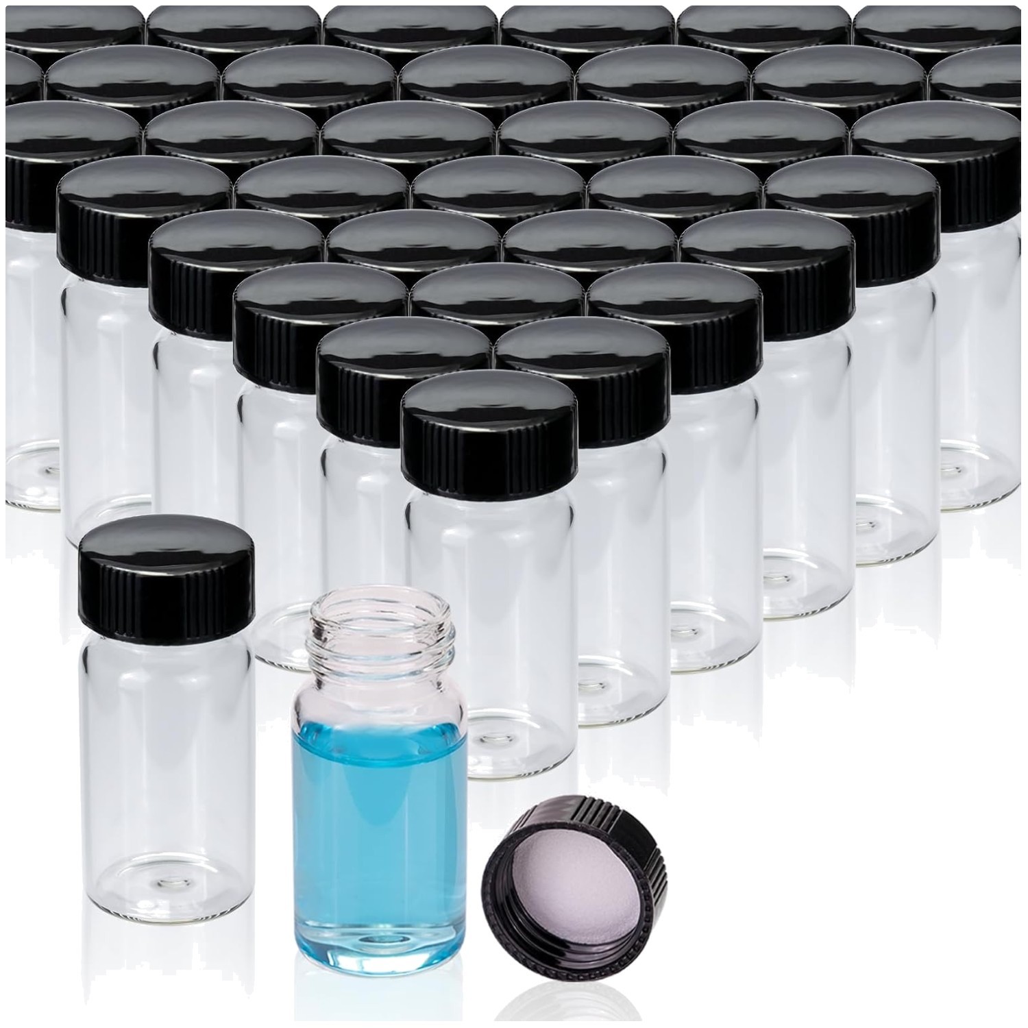 100 Leak-Proof 20ml Glass Vials for Reagent, Perfume