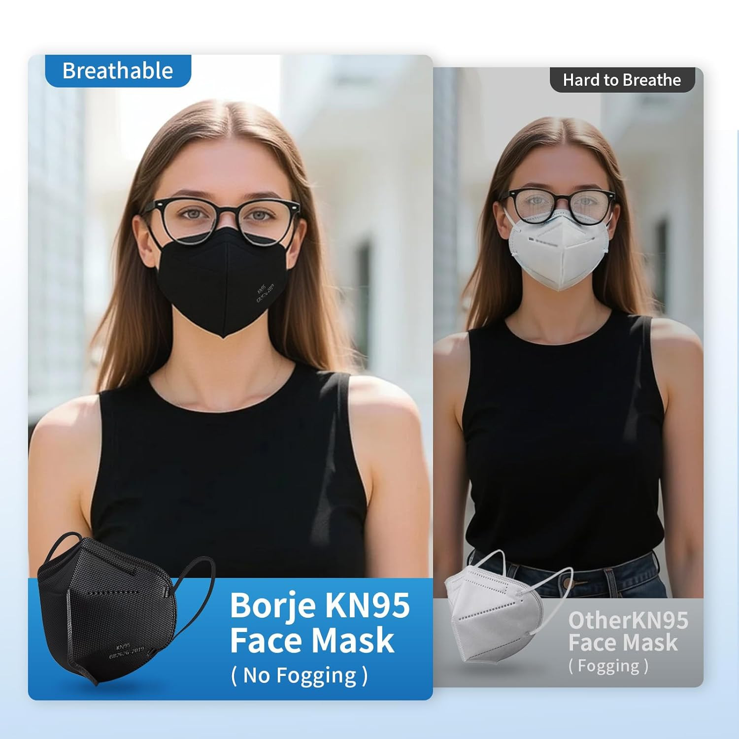 KN95 Face Masks 50 Pcs, 5-Ply Protection Multicolor KN95 Mask, Disposable Face M