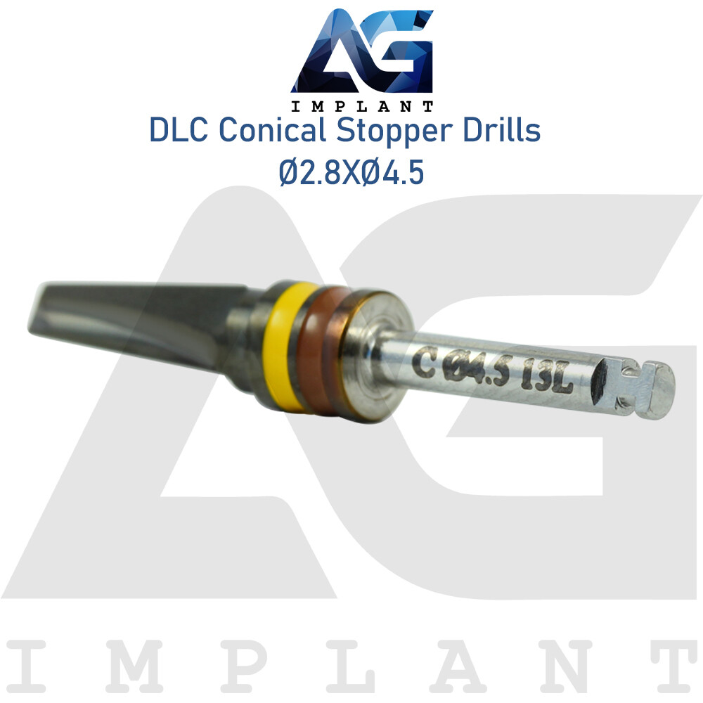 Ø2.8XØ4.5 Integral Stopper DLC Conical Drill External Irrigation Tool Carbon