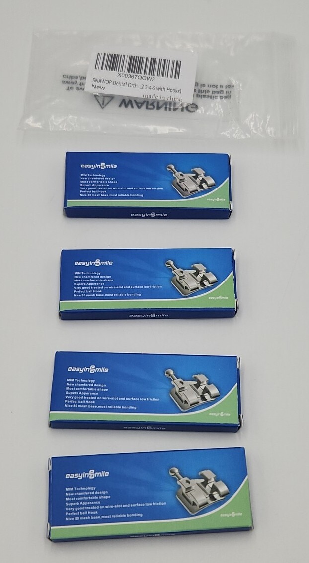 Orthodontic Metal Brackets Dental Mini Braces MBT/ROTH 022 Slot 3/345 Hooks 4Pk