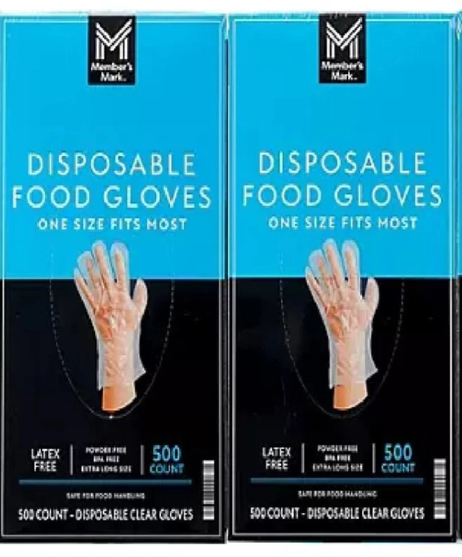 1000 Disposable Clear Gloves Latex Free Plastic Food Safe – 2 Boxes 500 count
