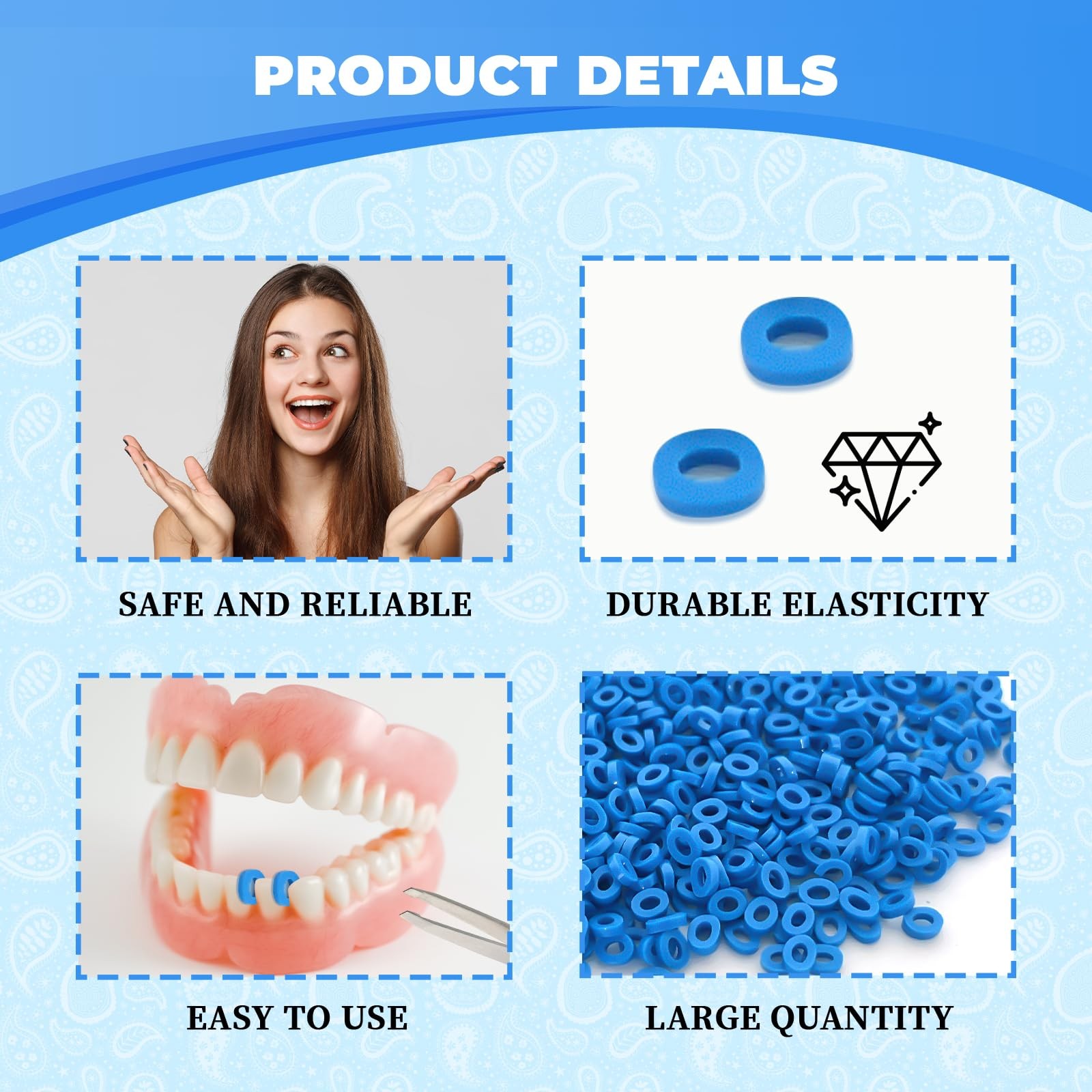 1000pcs/bag Dental Orthodontic Separator Bulk Pack, Elastic Blue