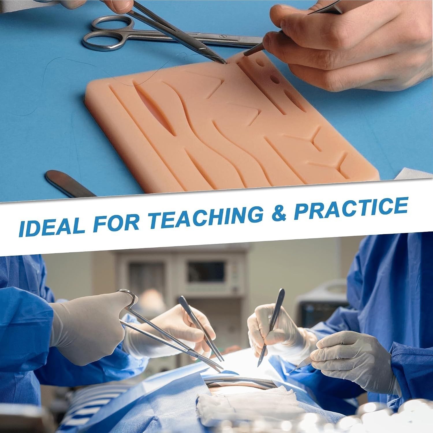Suture Practice Kit with 240g Silicone Training Pad, Reusable Stitching Pract…