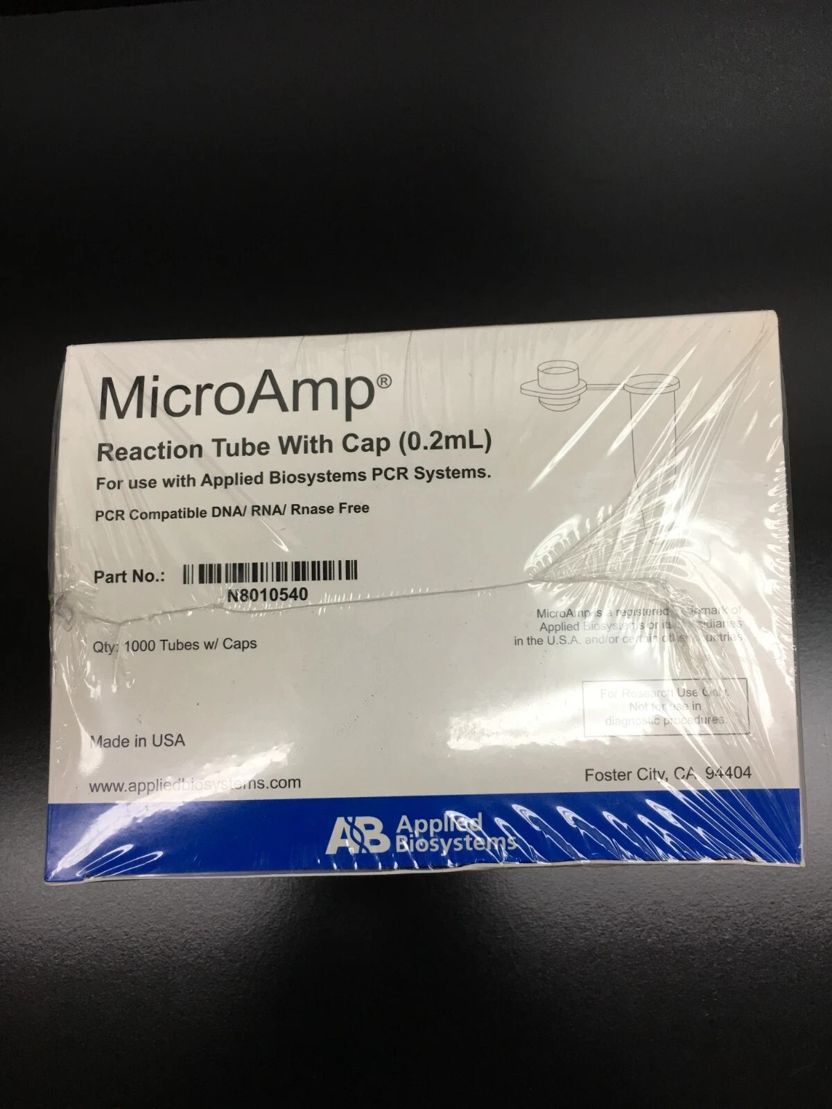 Applied Biosystems PN N8010540 Reaction Tube with Cap 0.2mL