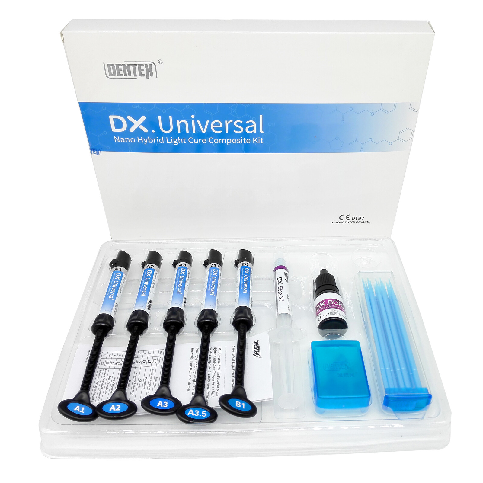 dental resina de compuesto de cura Dentex Light Kit A1 A2 A3 A3.5 B1 Shade