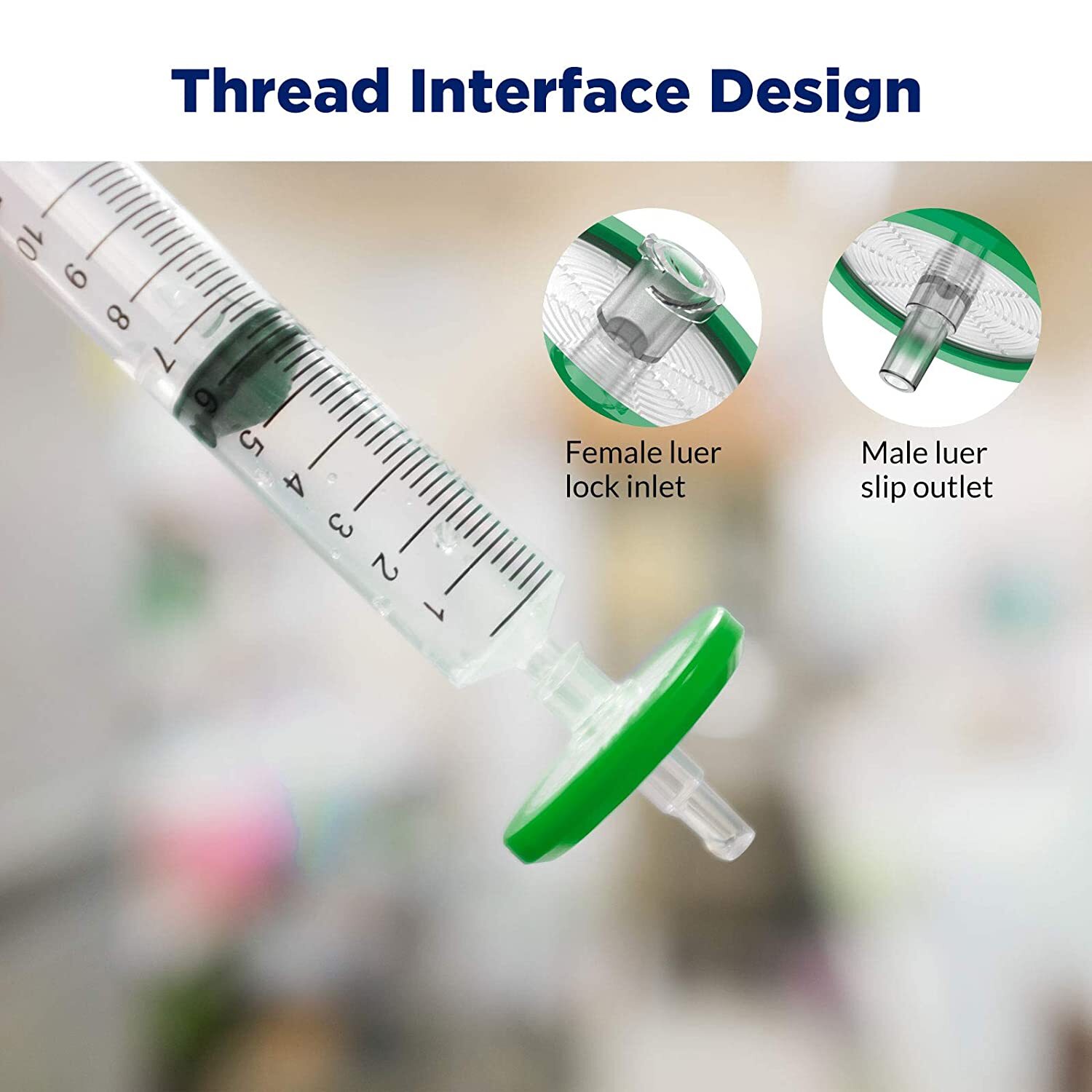 4000PCS PES Membrane HPLC Syringe Filters 13mm/25mm/33mm 0.22μm Pore Size Green