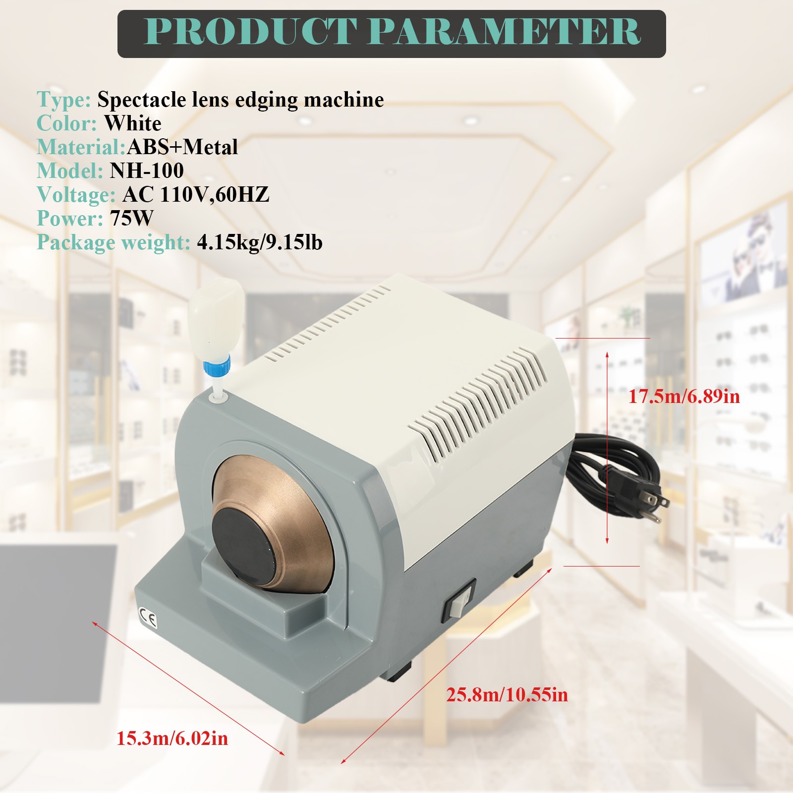 High Speed Optical Precise Grinding Machine Hand Lens Edging Manual Edger AC110V