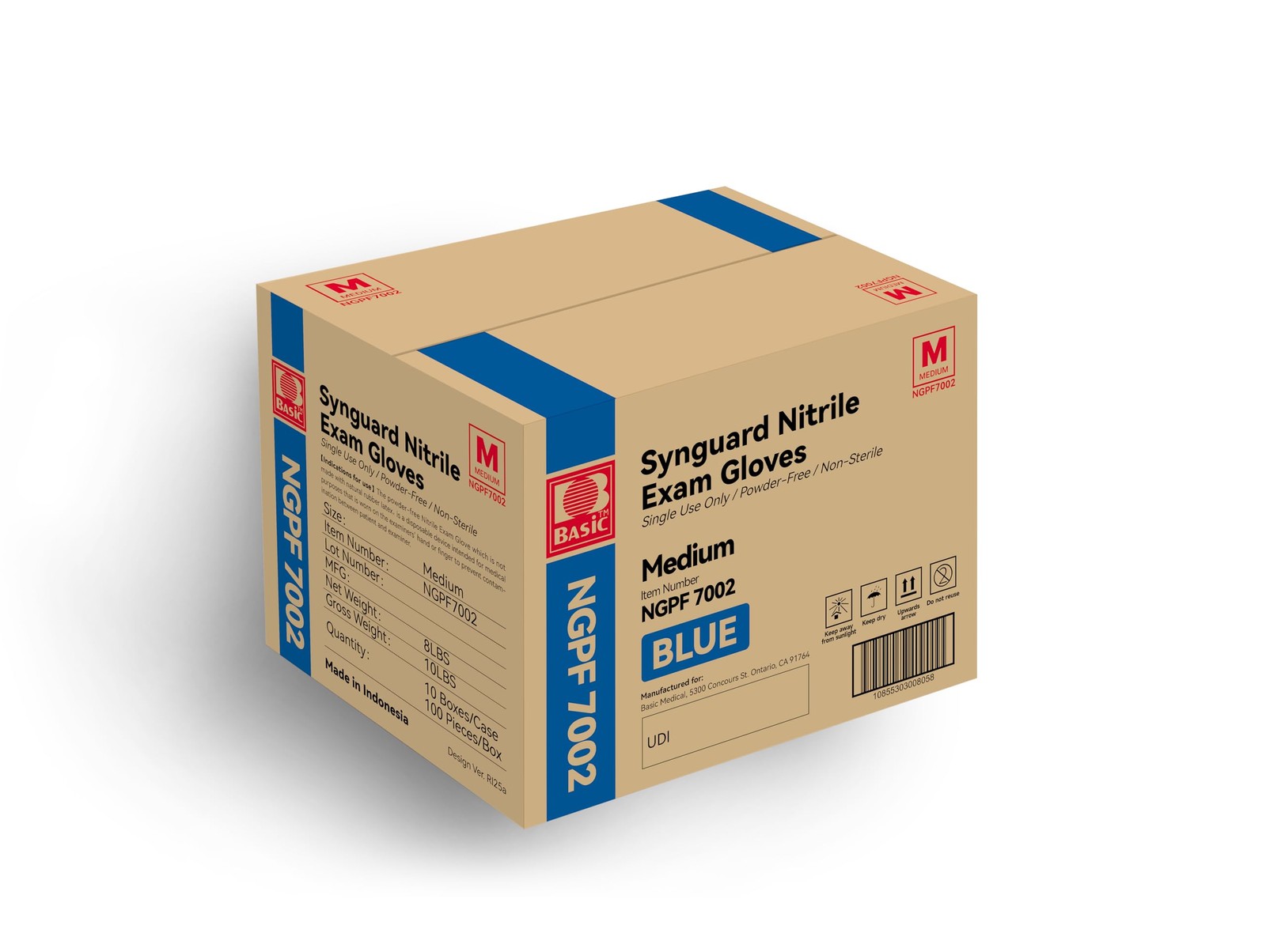 Basic Medical Blue Nitrile Exam Gloves – Medium (Pack of 1000),