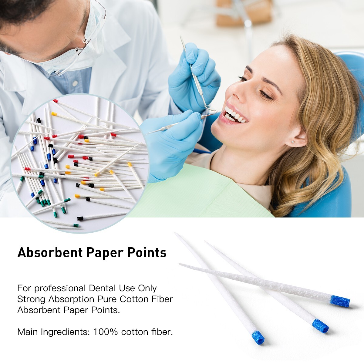 Dental Absorbent Paper Points Gutta Percha Points Eododontic PP/GP 0.04/02 Taper