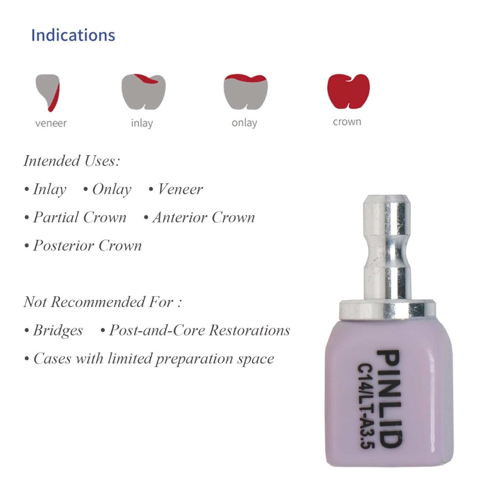 US Dental C14 CAD Glass Ceramic Blocks Lithium Disilicate Blocks E. Max LT A3.5