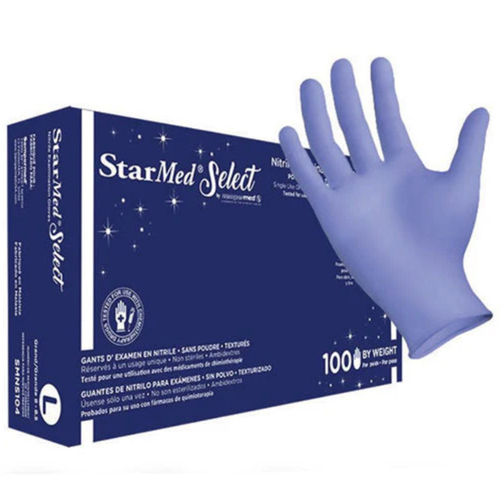 Sempermed StarMed Select Purple Nitrile Gloves, Size Large – Box of 100