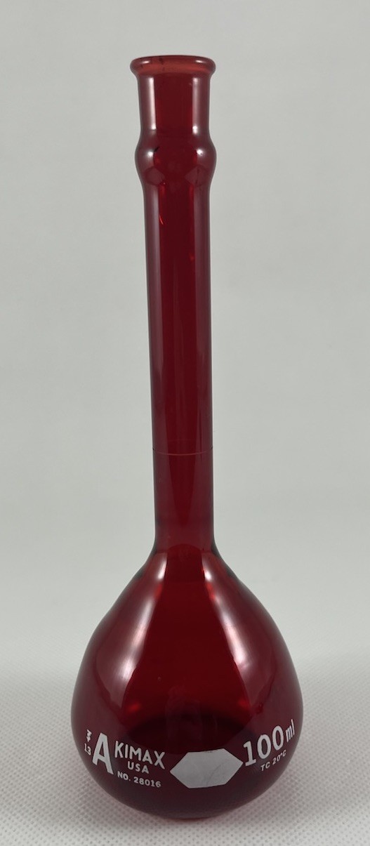 KIMAX No. 28016 100mL Class A Red Volumetric Flask USA Lab Glassware