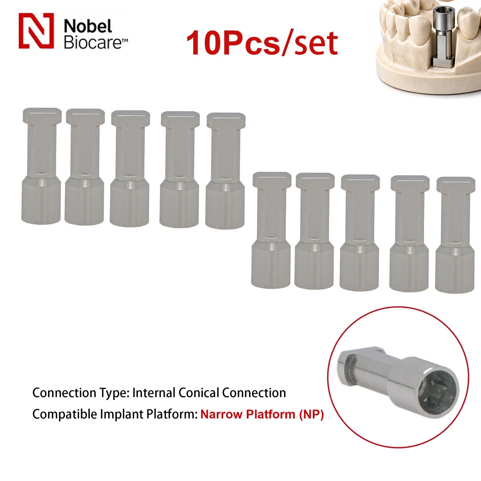 US 10Pcs Impression Transfer Coping Open Closed Tray fits Nobel Active NP RP Hex
