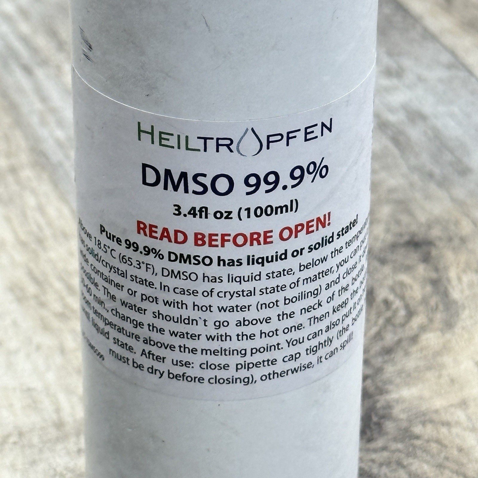 99.9% DMSO Pharmaceutical Grade Ingredients Dimethyl Sulfoxide Liquid 3.4 Oz