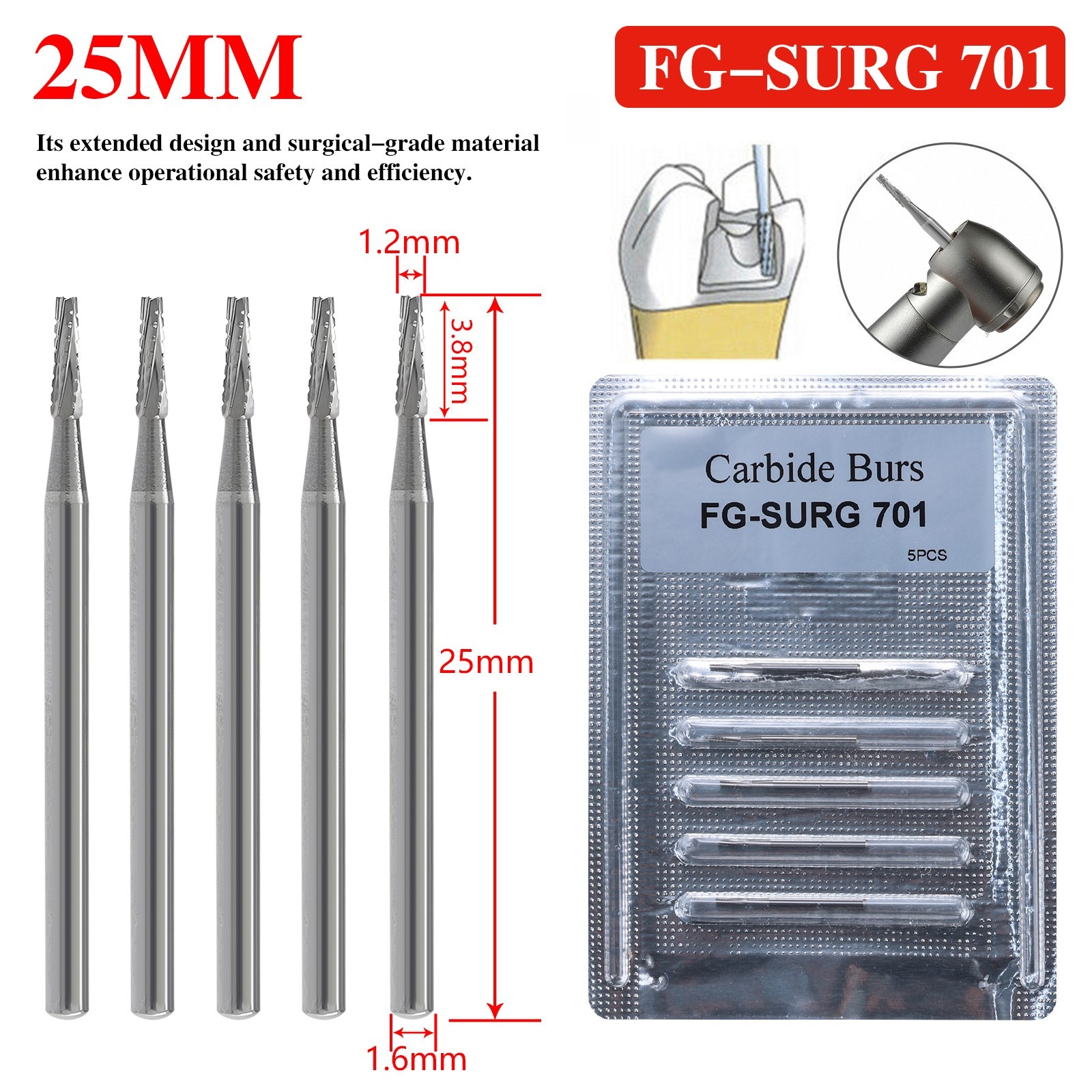 Dental Carbide Burs FG SURG 701 Surgical Midwest Type ns