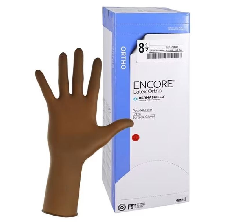 *50-Pairs* Ansell Encore Latex Ortho Surgical Gloves Size-8.5 Sterile 5788006