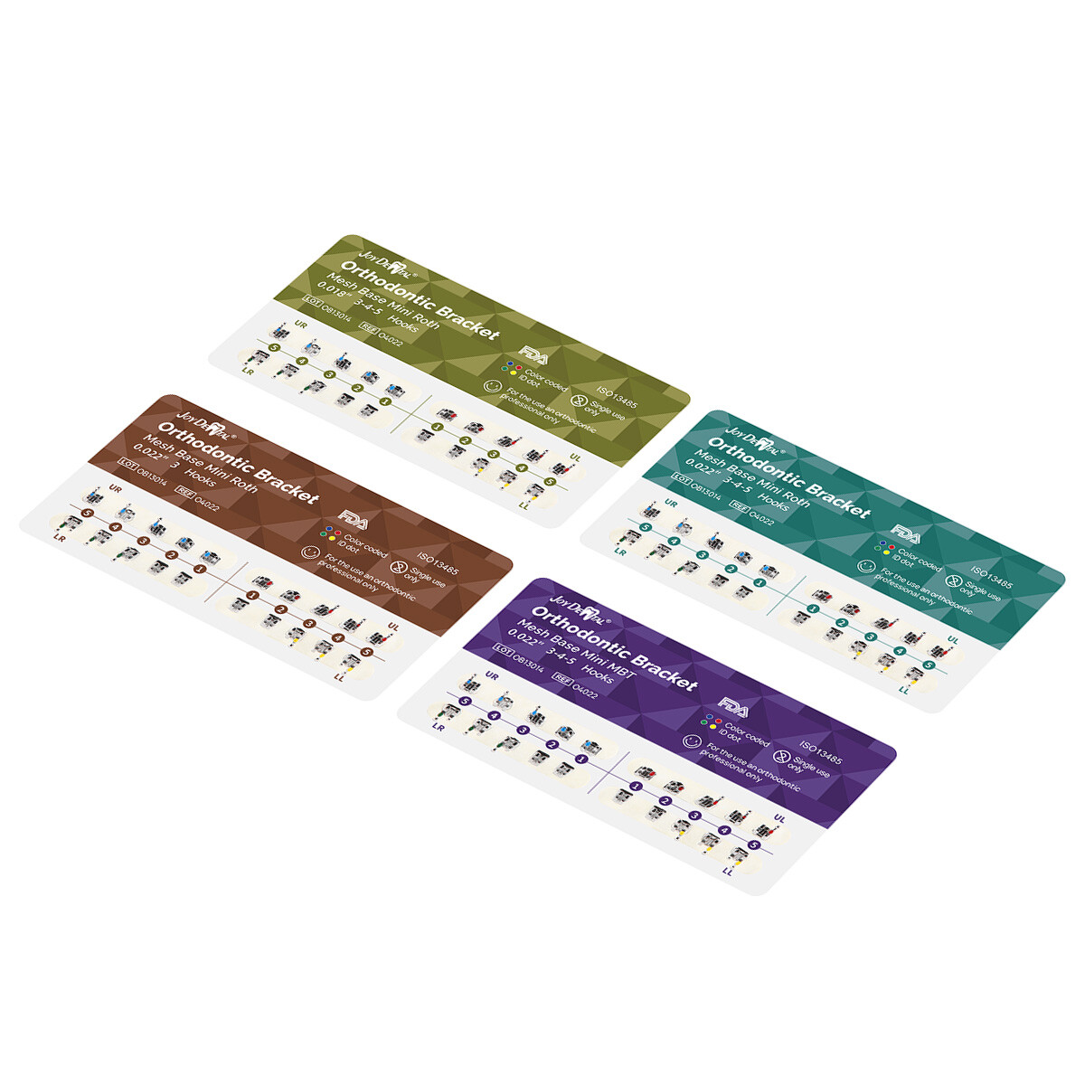 Dental Ortho Brackets Braces Monoblock/Mesh Base Mini Roth/MBT.022″ Hooks 3 4 5