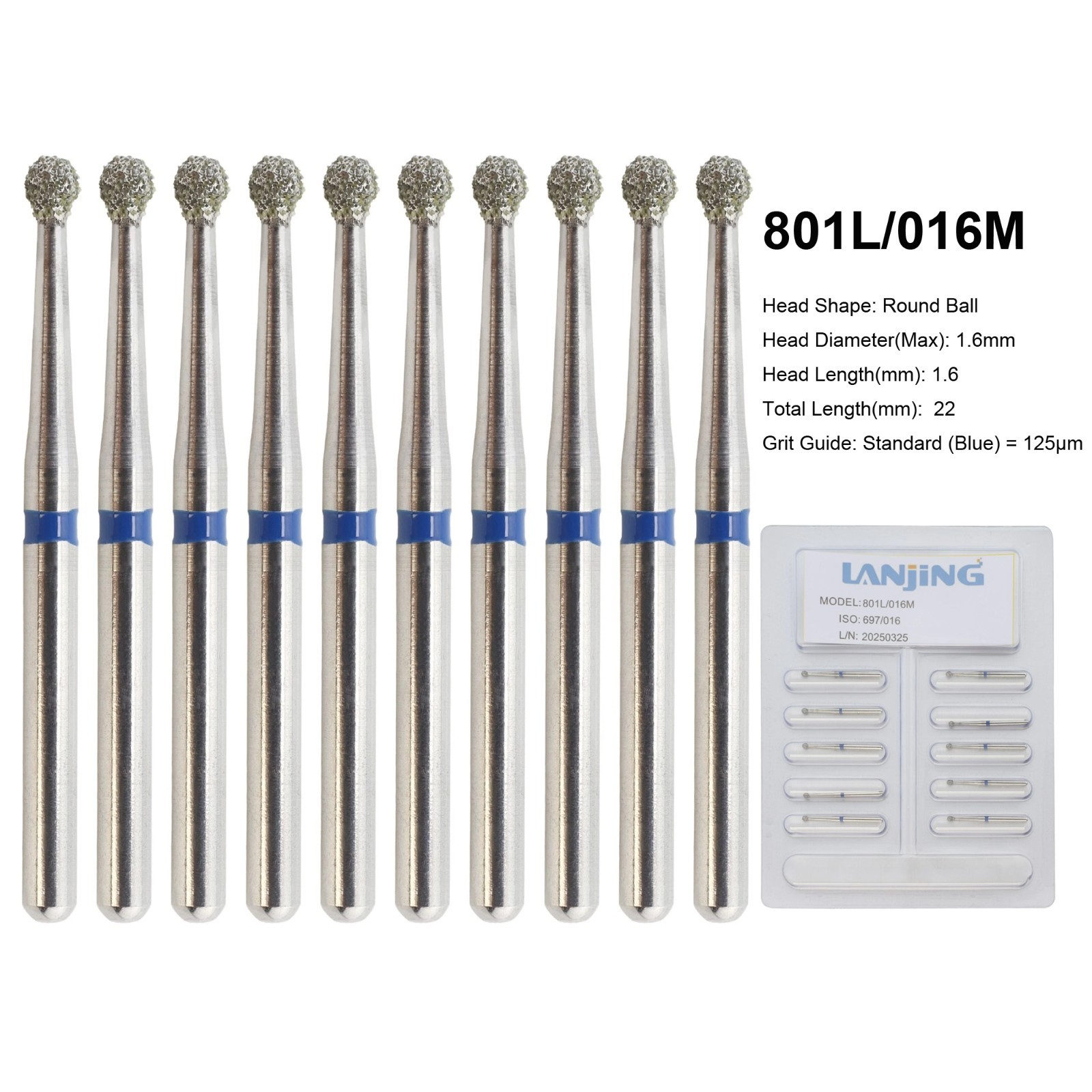 Dental Burs Diamond FG Round End Taper Football Flame Long Round Pear High Speed