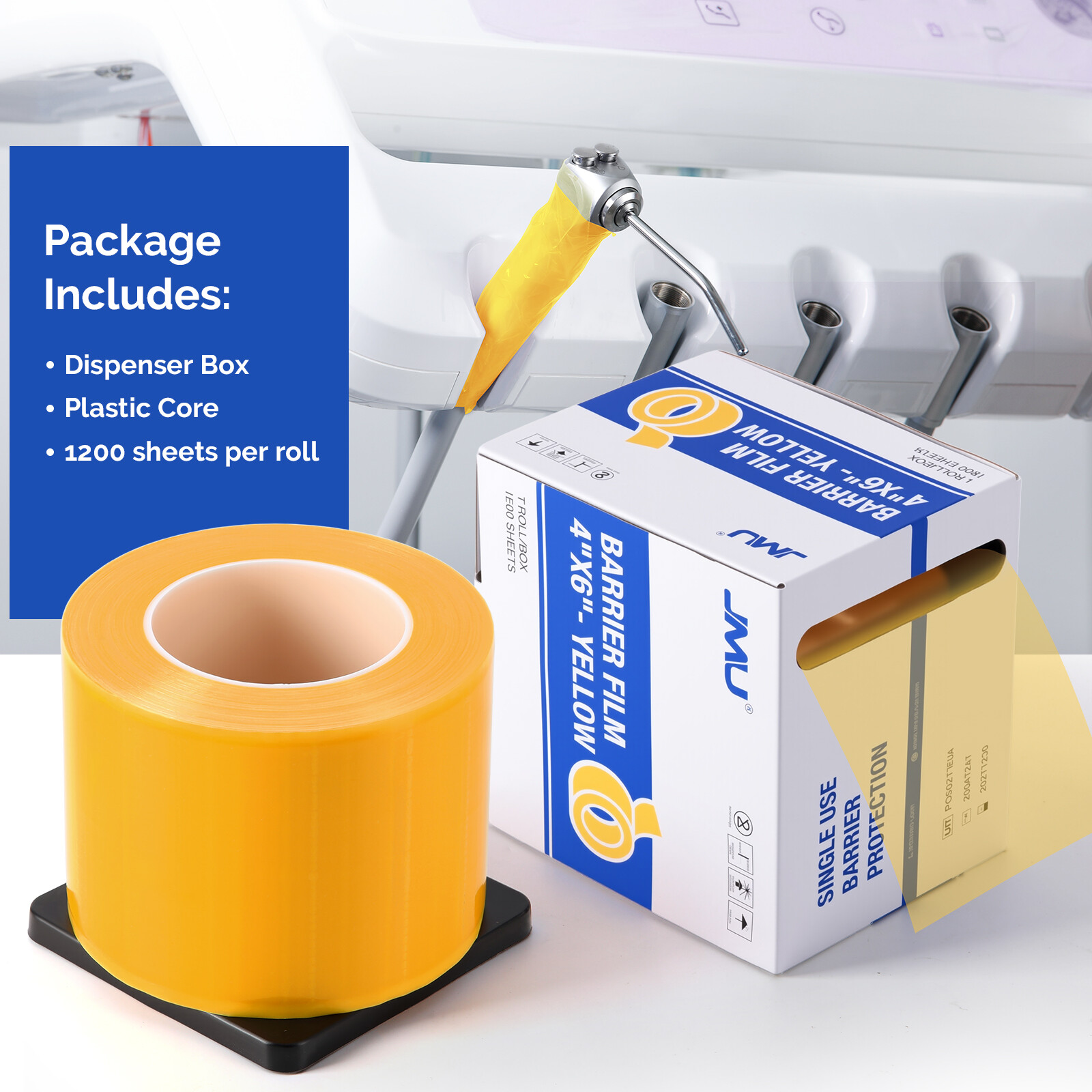 JMU 4″ x 6″ Medical Dental Barrier Film Tattoo Tape Adhesive Roll 1200 Sheets