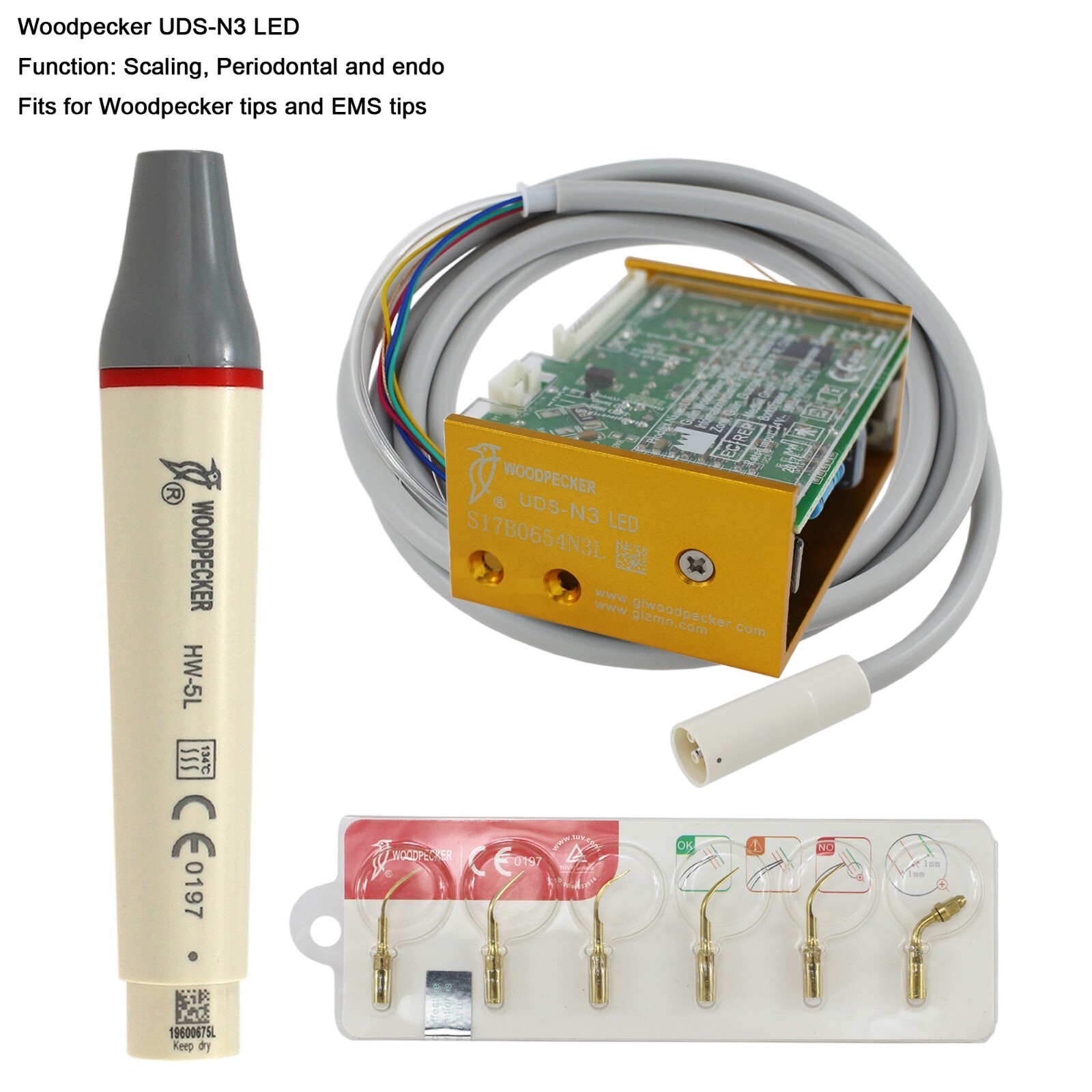 Woodpecker Dental Ultrasonic Scaler Tips HW-5L HD-7L Handpiece EMS PIEZON LED G1