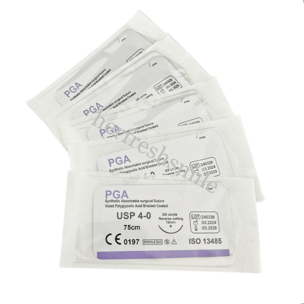 Dental Oral Surgical Suture Violet PGA 4-0 75cm 3/8 Reverse cutting