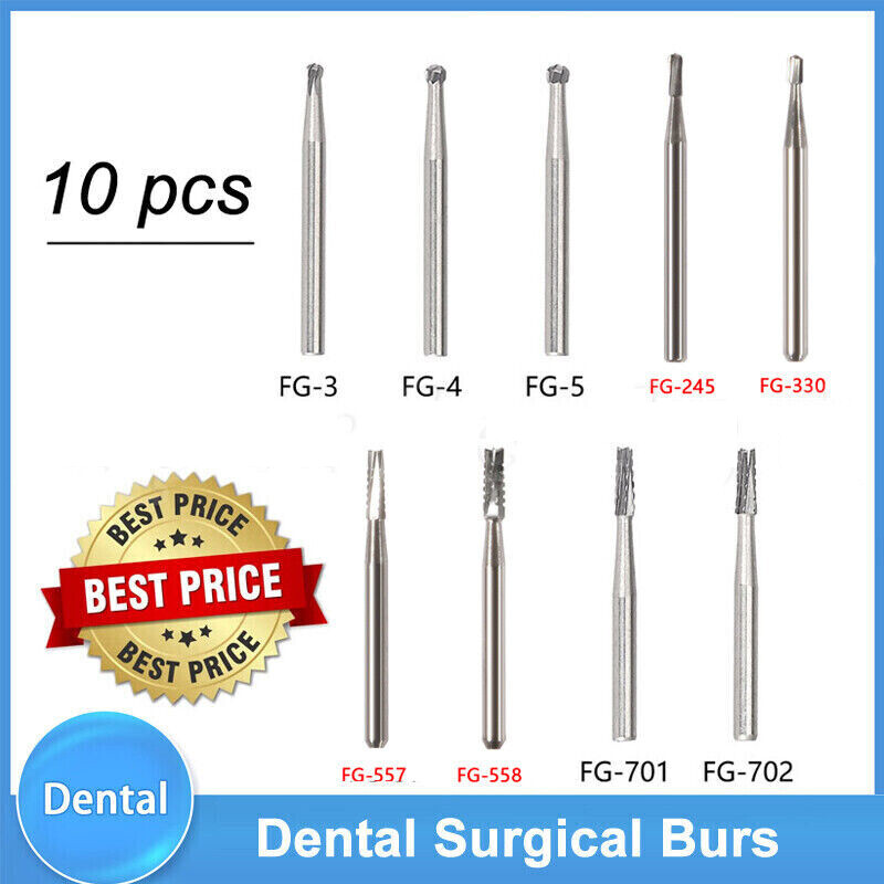 10Pcs/box Dental Lab Tungsten Steel Carbide Burs For High Speed Handpiece FG