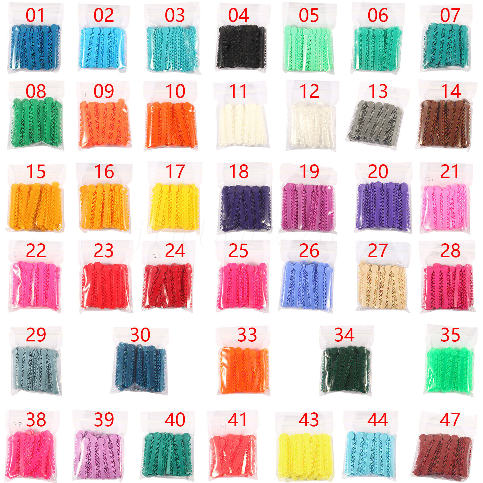 1 Pack Dental Orthodontic Ligature Ties Elastic Rubber Bands 1040 Pcs 47 Colors