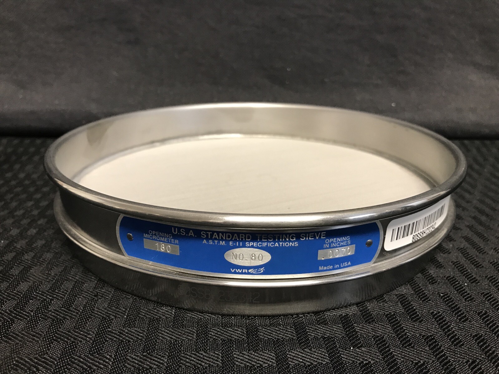 VWR 8” U.S.A. Standard No. 80 Mesh SS Half Height Test Sieve 180um 0.0070” 57334