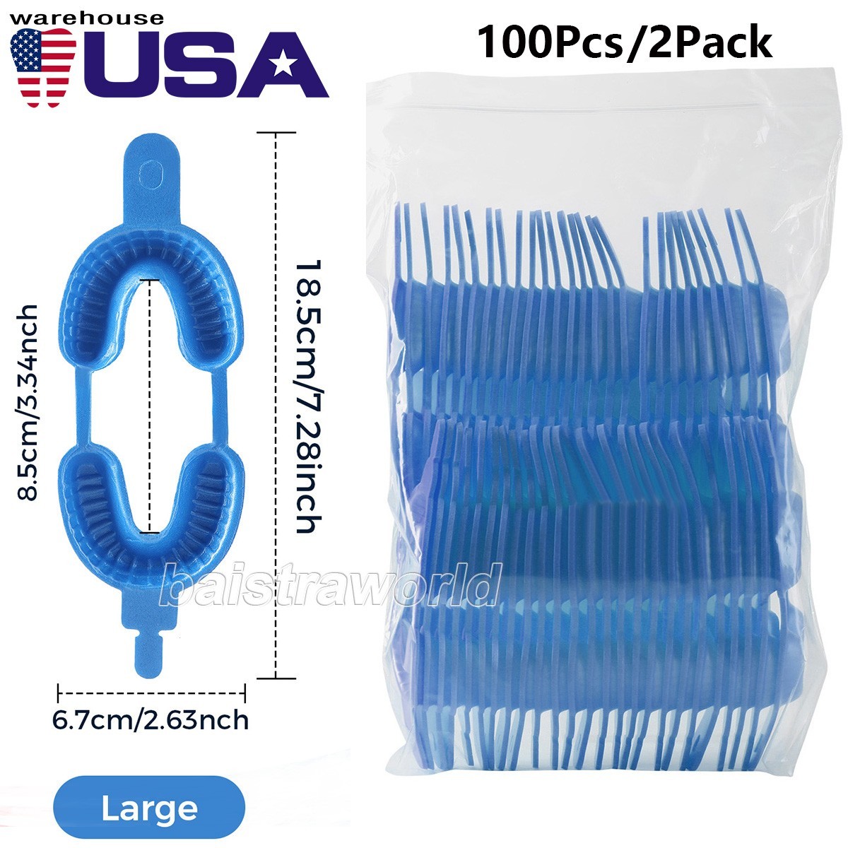 100Pcs Dental Disposable Fluoride Trays Dual Arch Trays For Gel or Foam Large