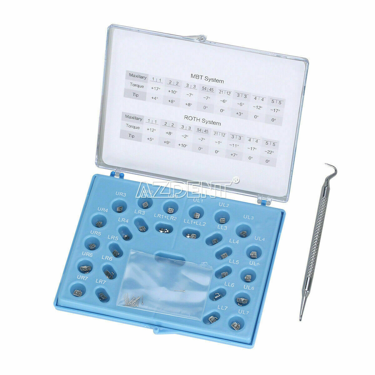 AZDENT Dental Brackets Buccal Tube Orthodontic Self-Ligating Roth.022 Hook 345