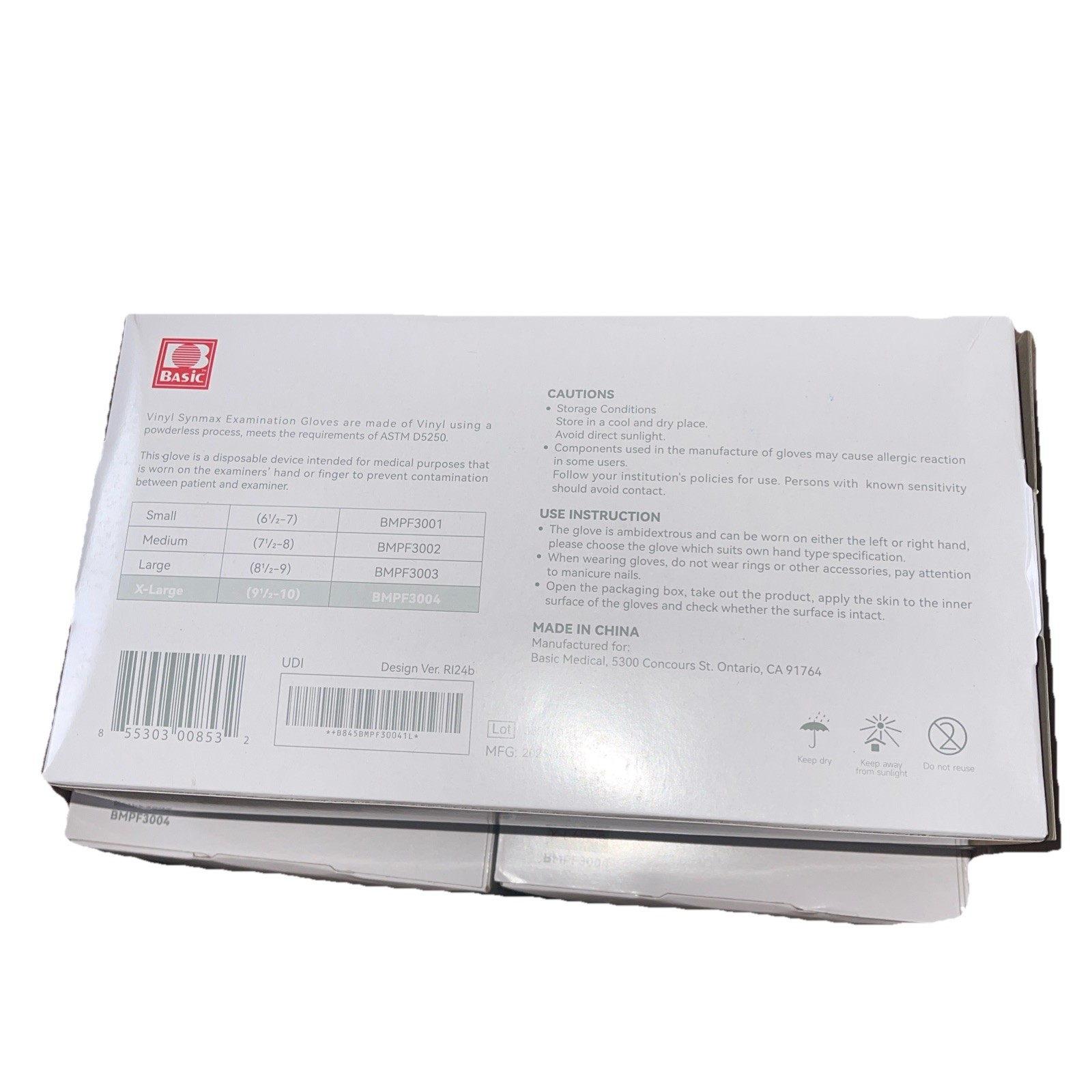 Case Basic Synmax Vinyl XL Exam Gloves, Blue – Box of 100 X 10 =1,000 Per Order