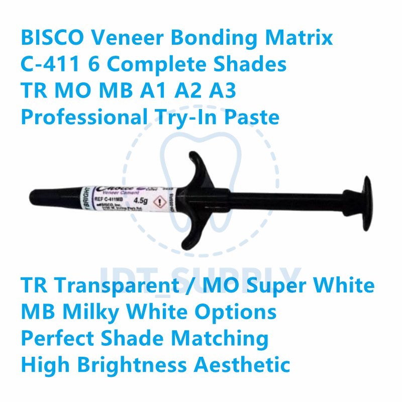 BISCO Porcelain Veneer Bonding Matrix C-411 6 Shades TR MO MB A1 A2 A3