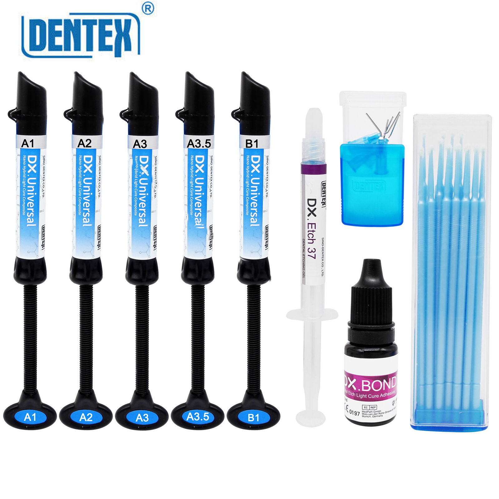 dental resina de compuesto de cura Dentex Light Kit A1 A2 A3 A3.5 B1 Shade