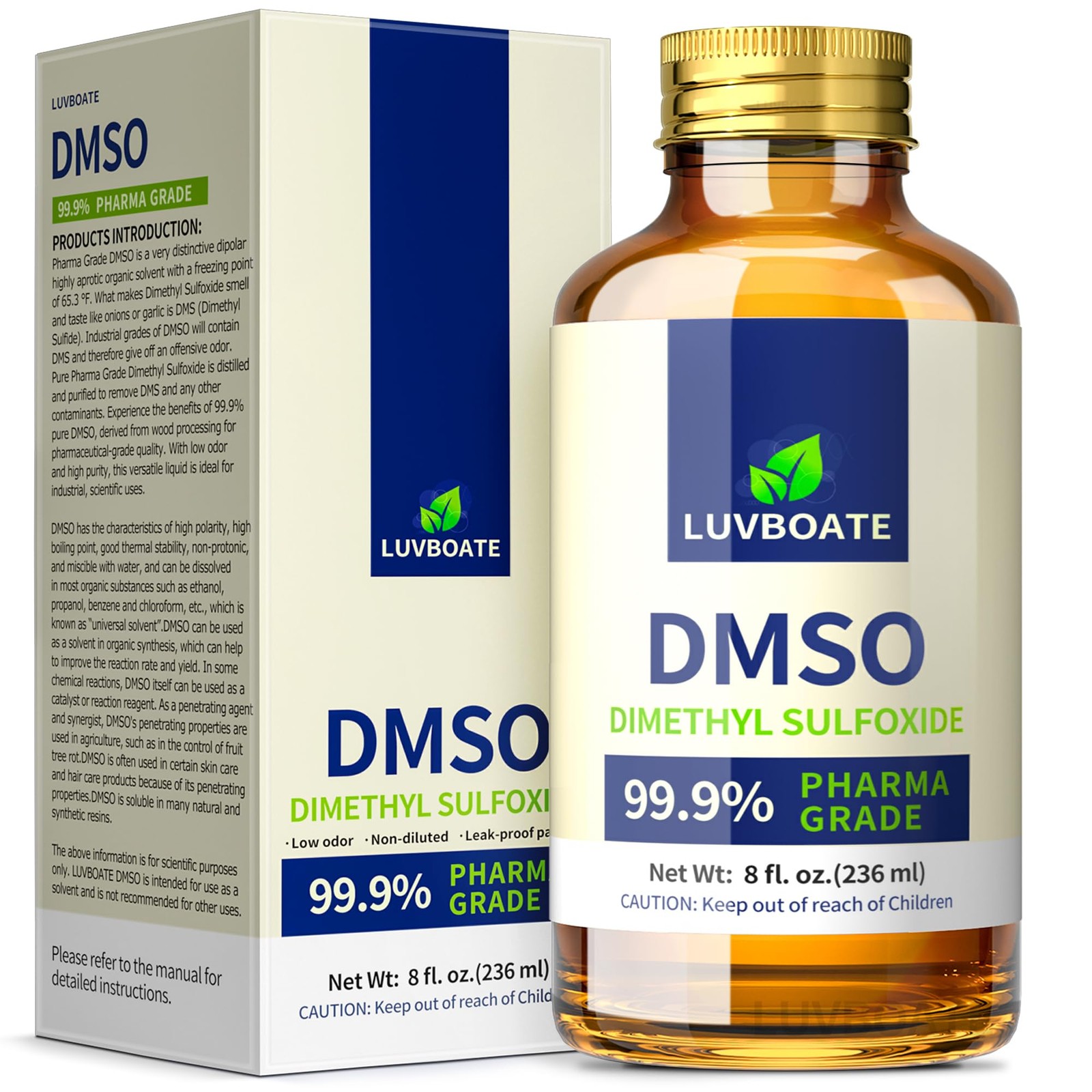 Pharma Grade DMSO, 99.9% Dimethyl Sulfoxide in Bottle, Low Odor, 8 fl.oz
