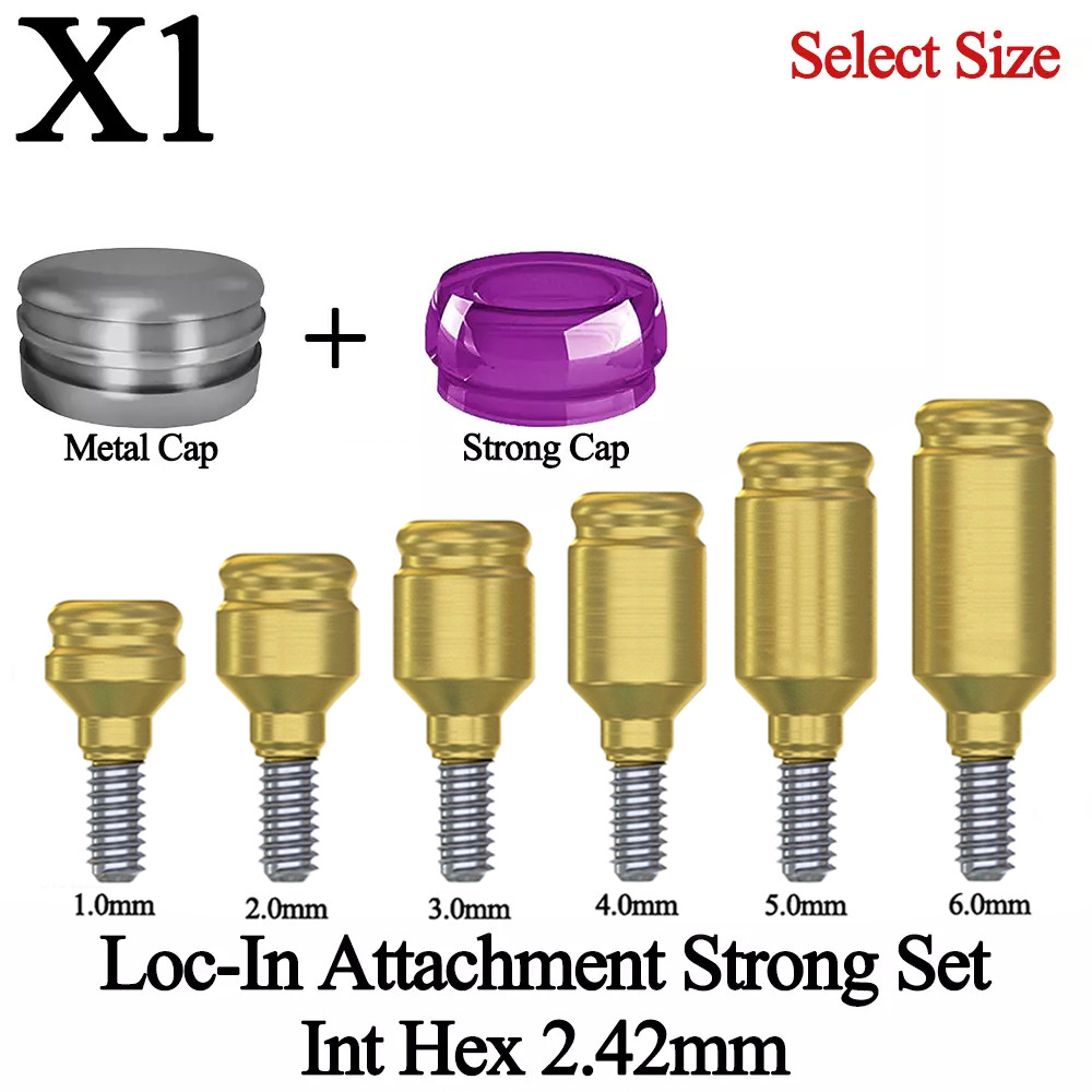 1x Dental Loc In Attachment Strong Set Int hex 2.42mm Fixture Cap Housing