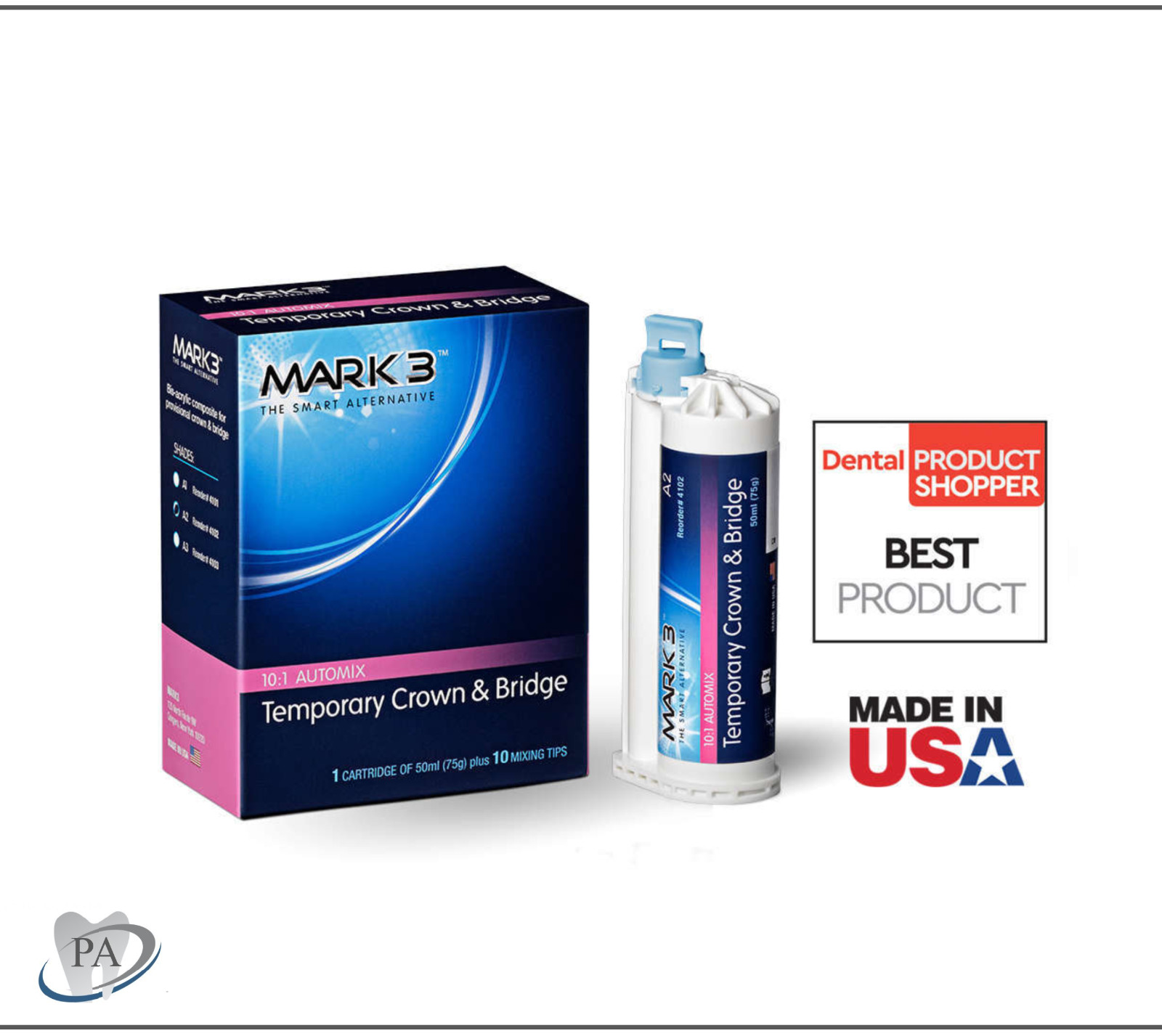 Mark3 Crown & Bridge Temporary Material 50ml Cartridge Choose Shade A1, A2, A3