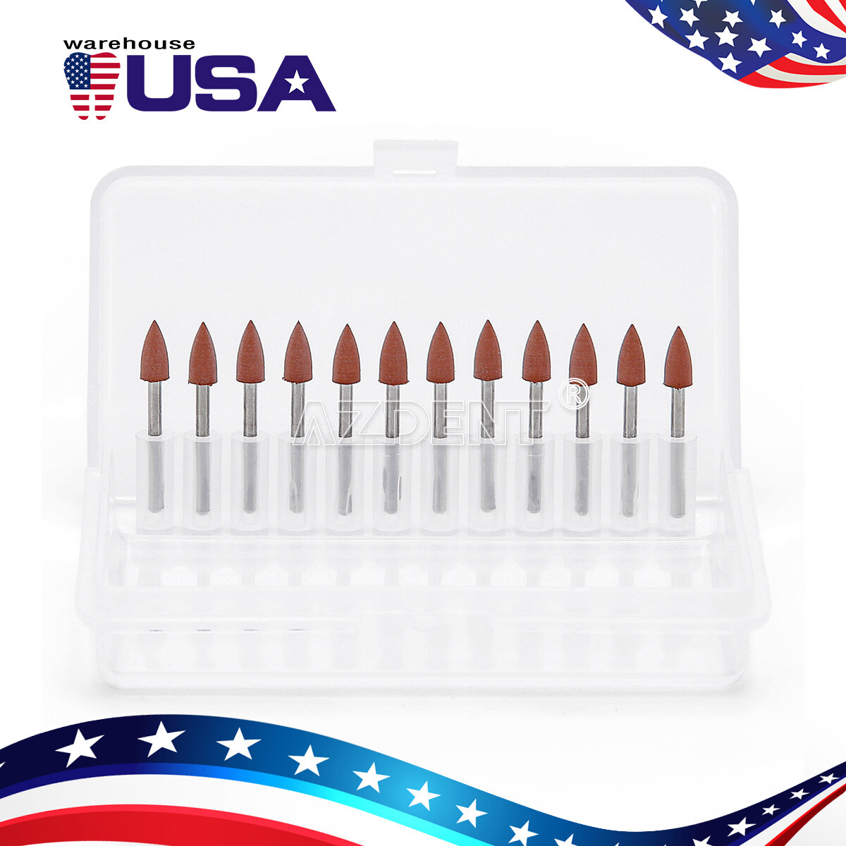 Dental Brownie Polishers Friction Grip FG Burs Mini Points 1.6mm AZDENT 12pc/Bo