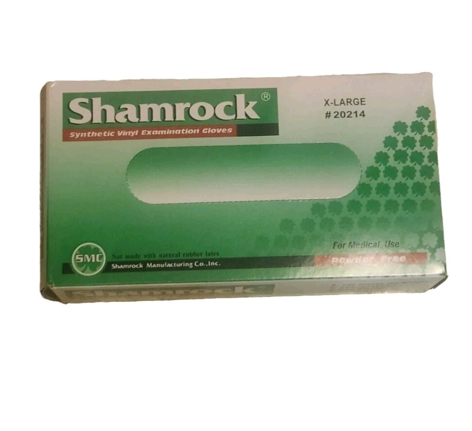 Shamrock Synthetic Vinyl Examination Gloves Powder Free X-Large 1 Box 100ct