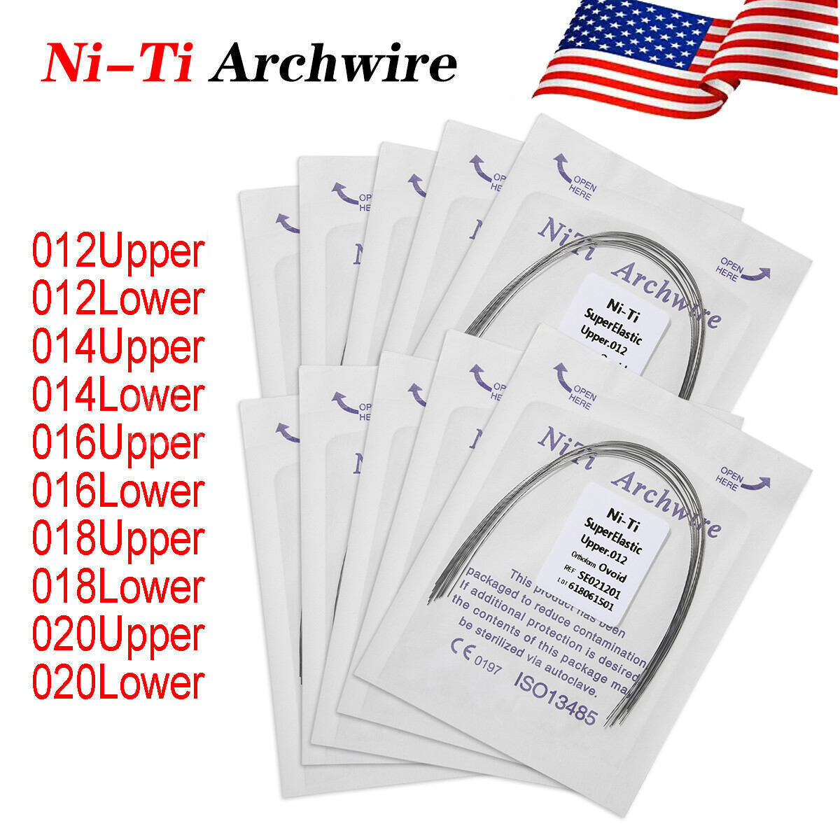 10 Packs Arcos de Dental Ortodoncia Redondos Niti Arco de Alambre Su Arch 100PCS