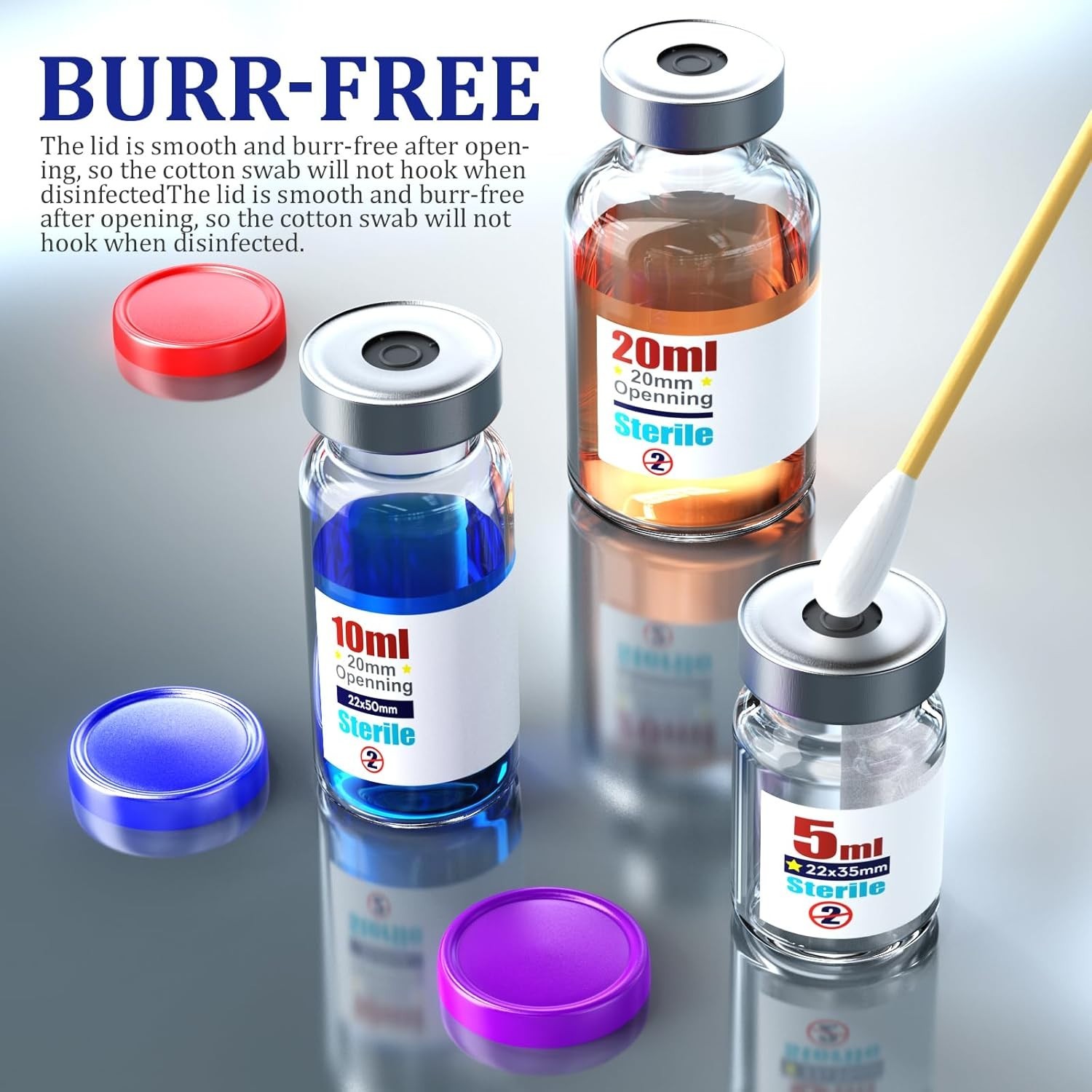 Sterile Empty Vials 5ml Self Healing Injection Port Aluminum Cap 10pcs