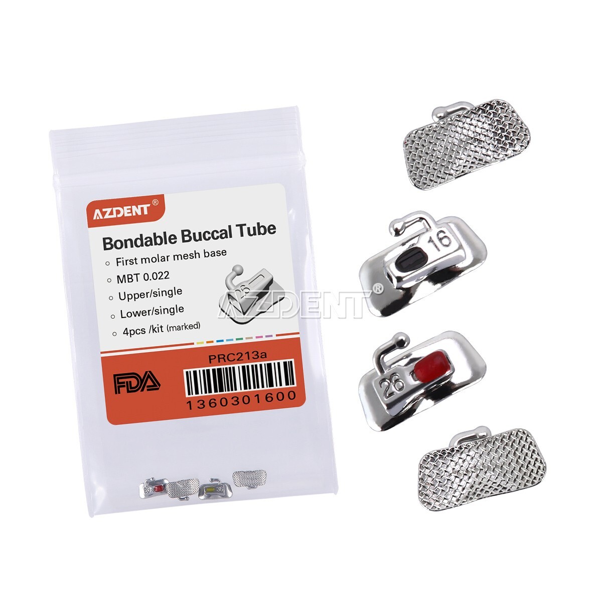 AZDENT Dental Orthodontic Buccal Tube 1st Molar MBT 022 Bondable Non-conv