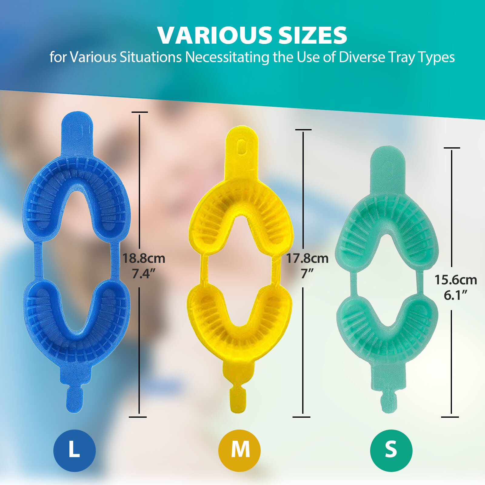 Disposable Dental Fluoride Trays Dual Arch Tray for Gel Foam S/M/L (2PCs=1 Pair)