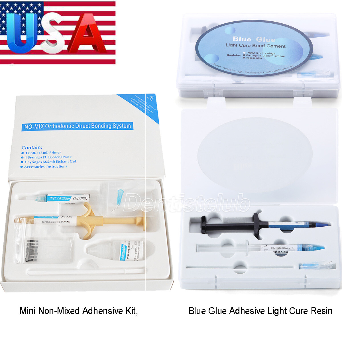 Dental Ortho Adhesive Light Cure Composite Resin Cement Blue Glue/Non-Mixed