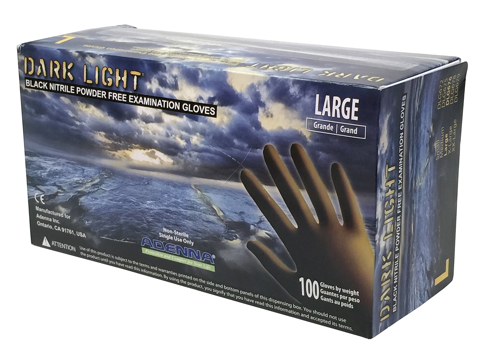 Dark Light 9 mil Nitrile Powder Free Exam Gloves (Black), Large – Box of 100 …