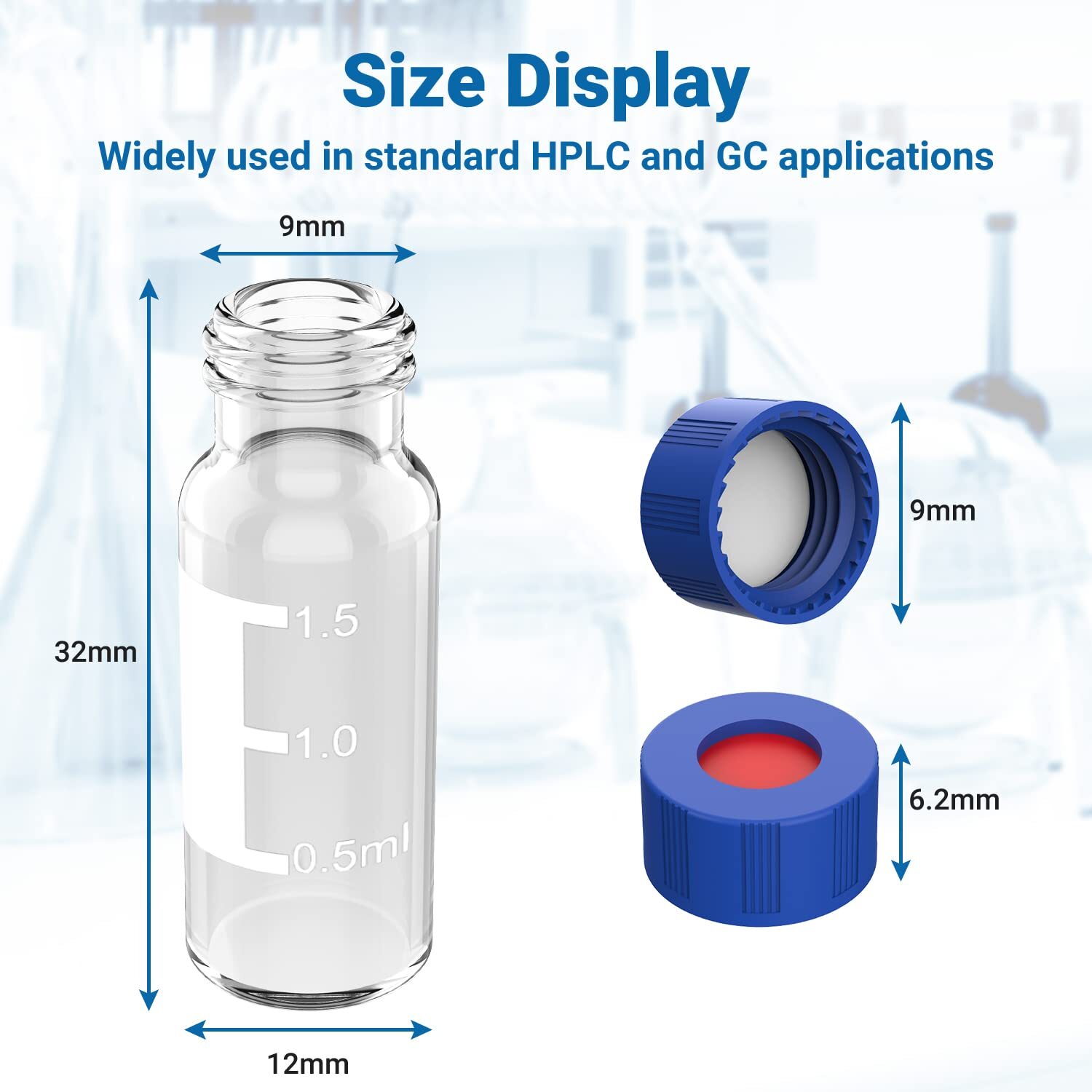 2ml 1000Pcs Autosampler Vials Lab+Caps Clear Glass Bottle 9-425 Screw Thread Top