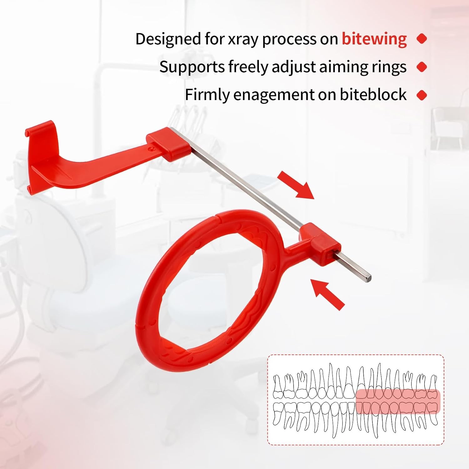 5Packs Dental X-Ray Sensor Holder Bitewing Arm Dental Aiming Ring Autoclavable