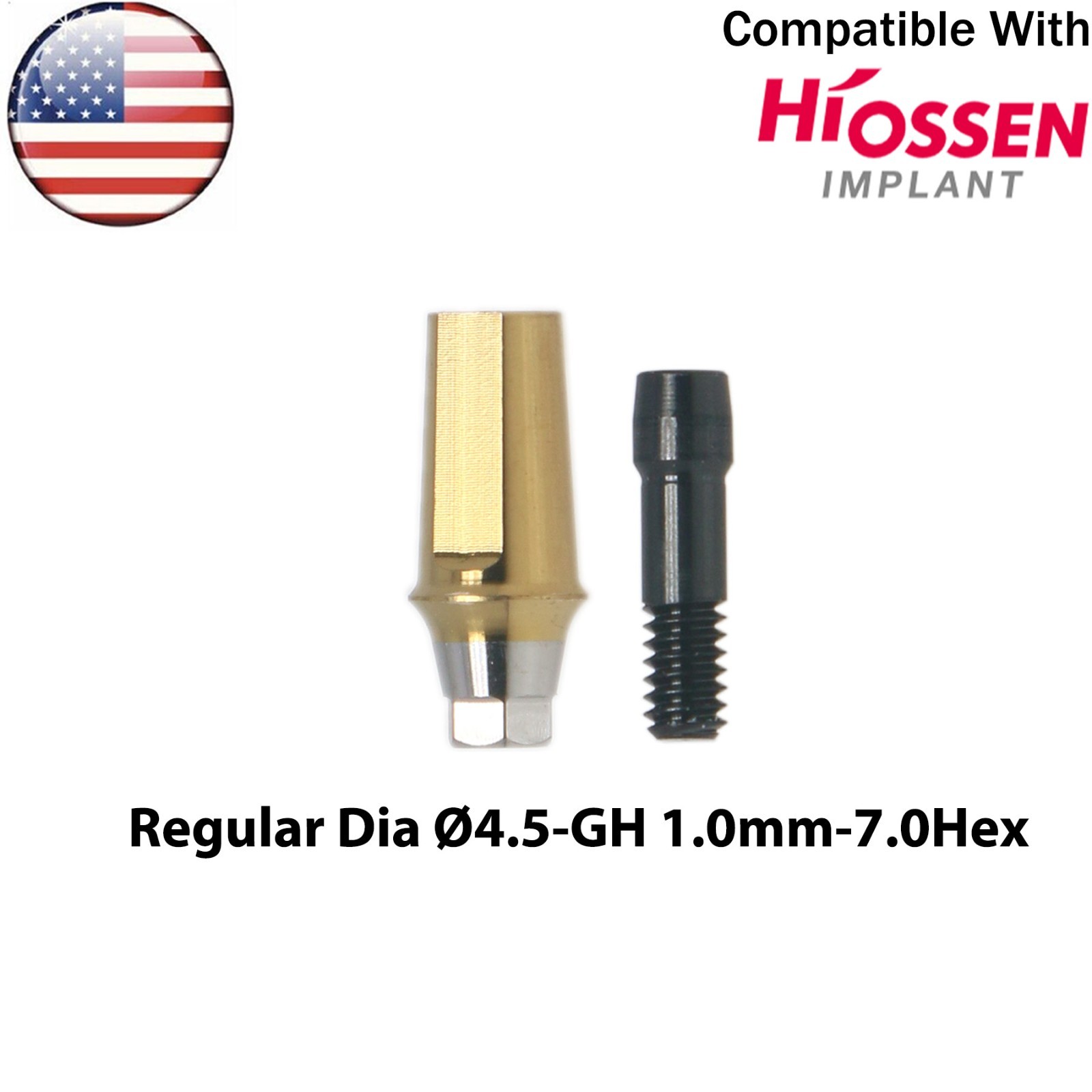 US Dental Straight Transfer Abutment Hex Fits Hiossen Osstem Regular Ø4.5/5.0mm