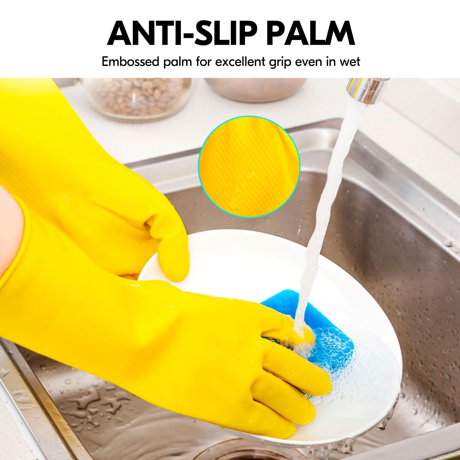 Vgo… 1-Pair Reusable Household Gloves, Rubber Dishwashing gloves, Extra Thi…