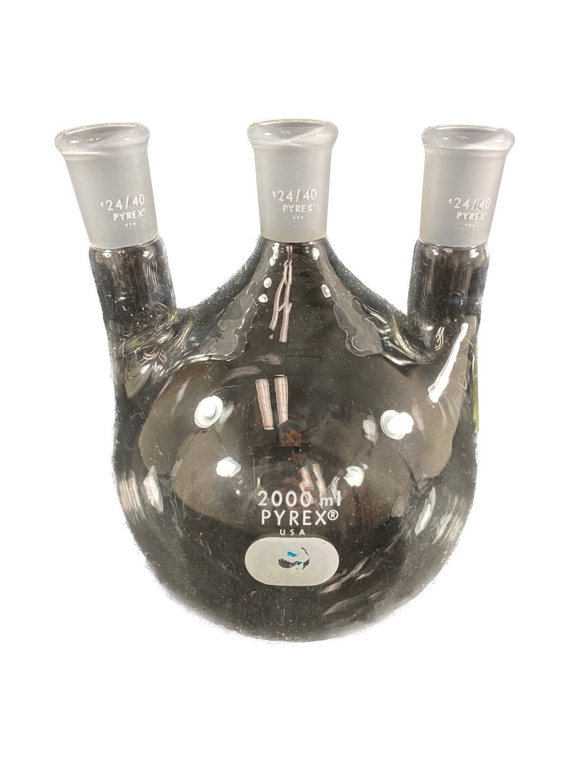 Corning Pyrex 2000mL 2L Vertical 3-Neck Round Bottom Flask 24/40 4950-2L
